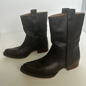 Gee‎ Wawa Womens Leather Black Almond Toe Boots 10M Minimalist Mid Calf Shoes